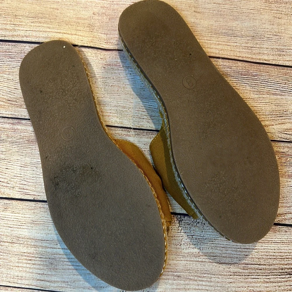 Universal Thread Mustard Yellow Slip On Flat Espadrilles Sandal Bow Open Toe